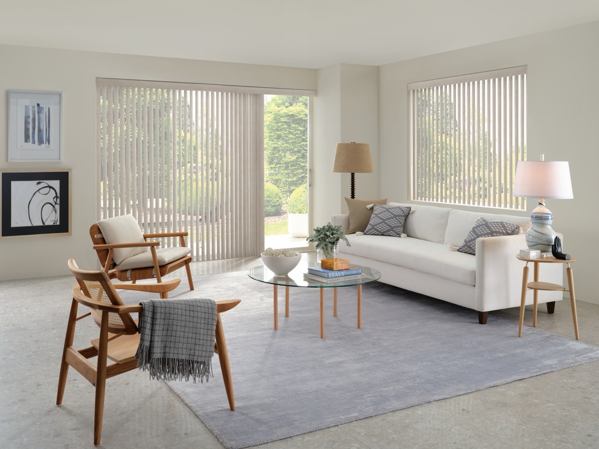Custom cellular window shades in a bright living space